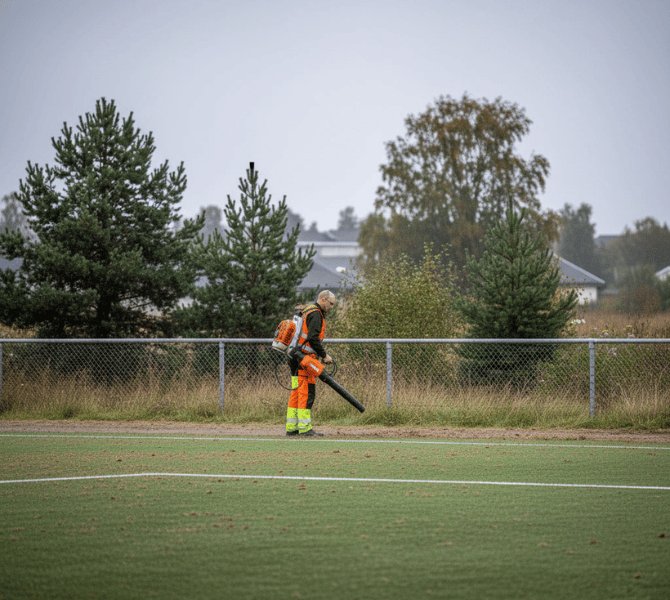 Man working on a sports field